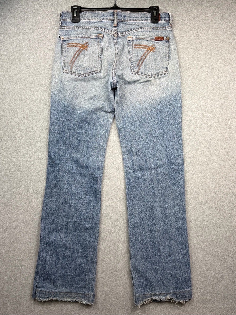 Vintage 7 For All Mankind A Pocket Flare Jeans Y2K Low Rise Light Wash Size 28